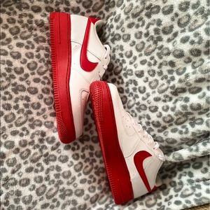 Red and White Air Force 1. Size 6 Youth